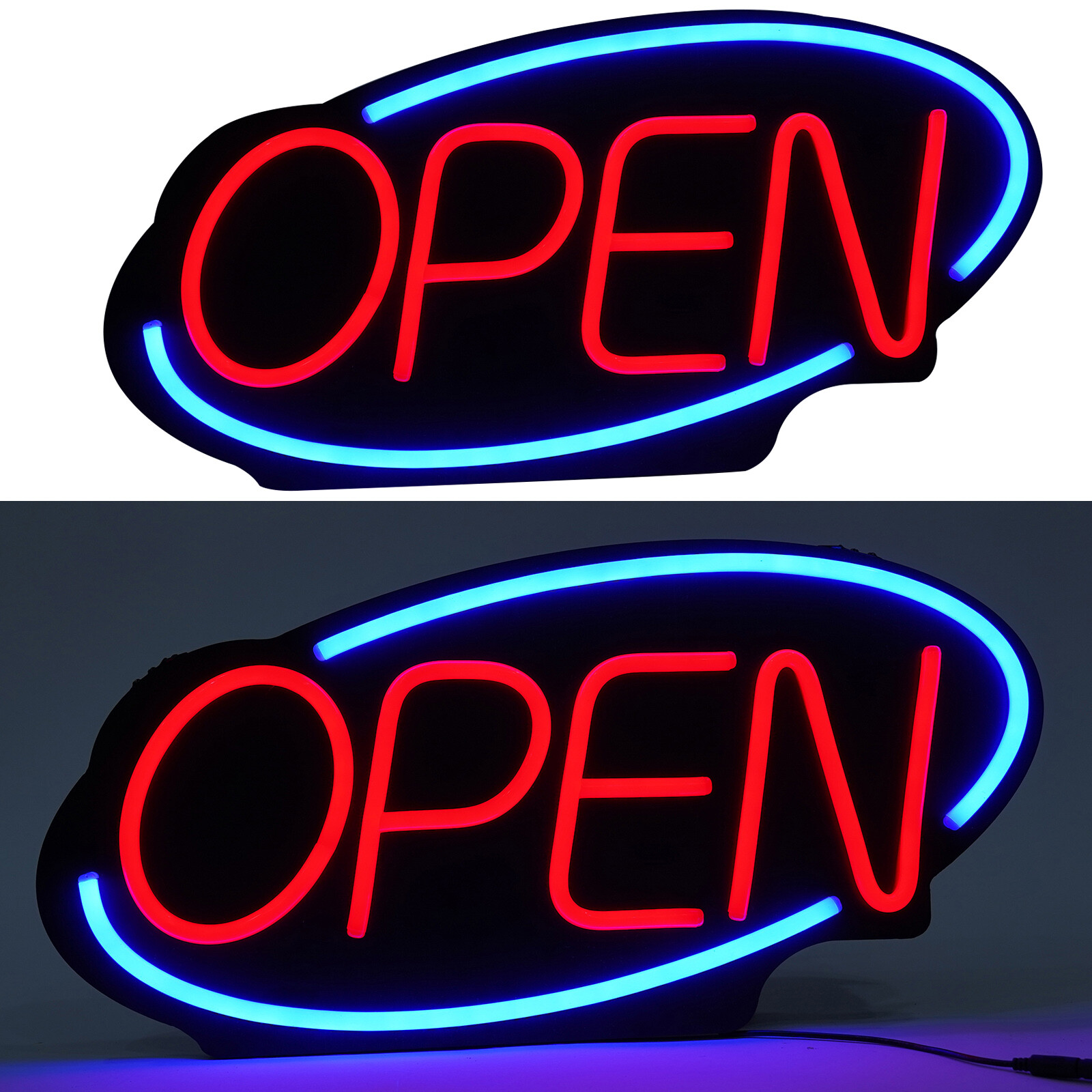 LED Neon Open Sign-24x12in Wall Hanging Brightness Adjustable for Store Cafe Art