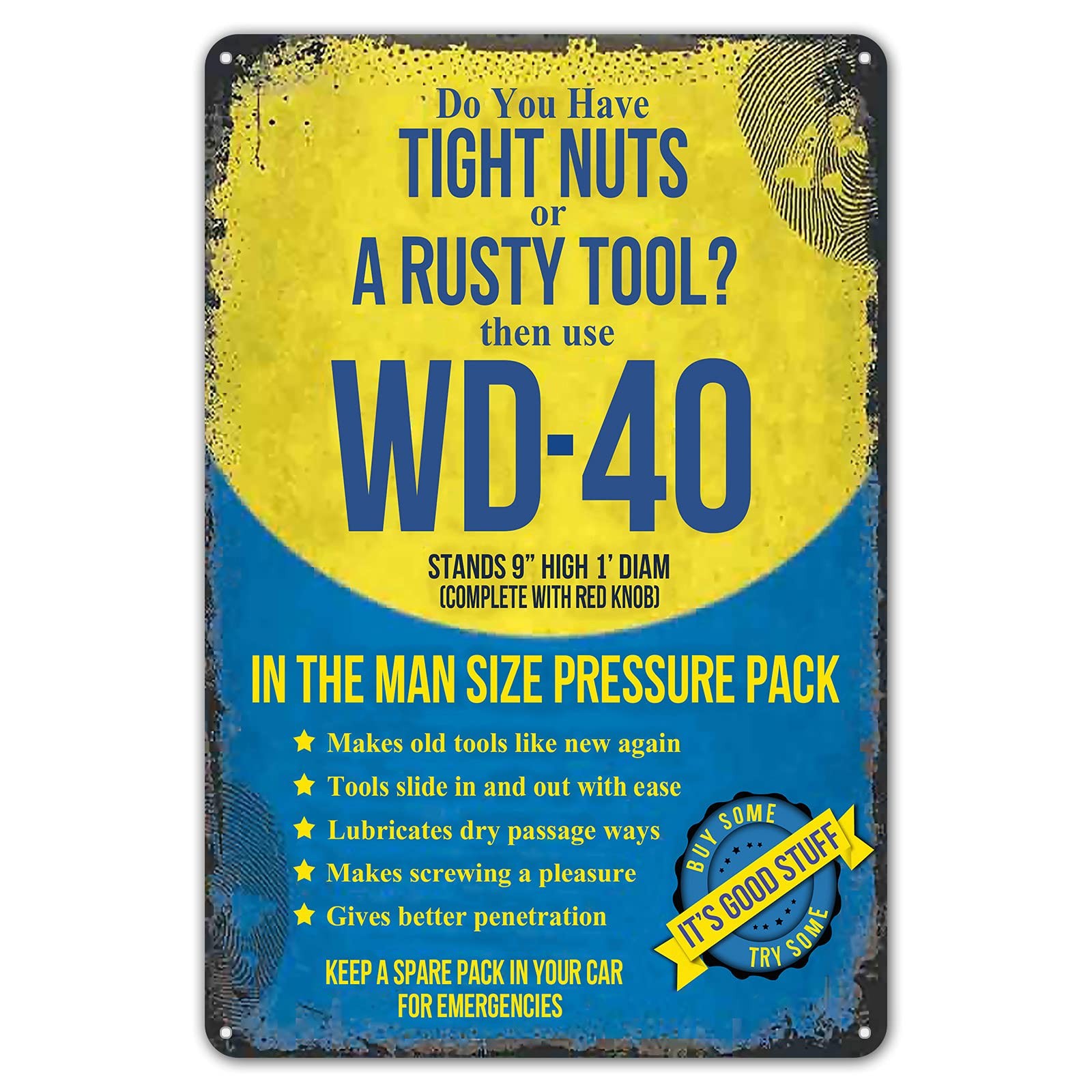 Metal Garage Sign, Do You Have Tight Nuts y Tool, Man Cave Decor, Yellow
