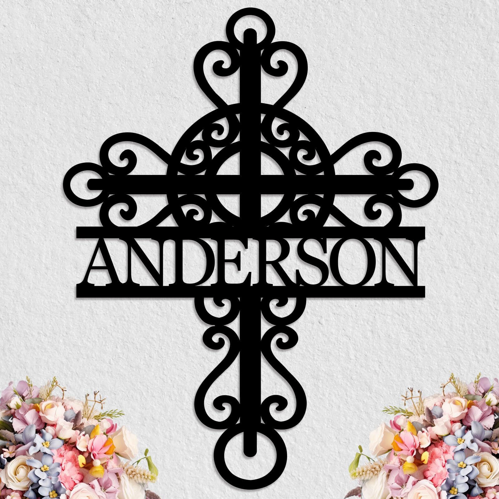 Personalized Cross Metal Sign,Last Name Sign,Personalized Metal Cross Home Decor