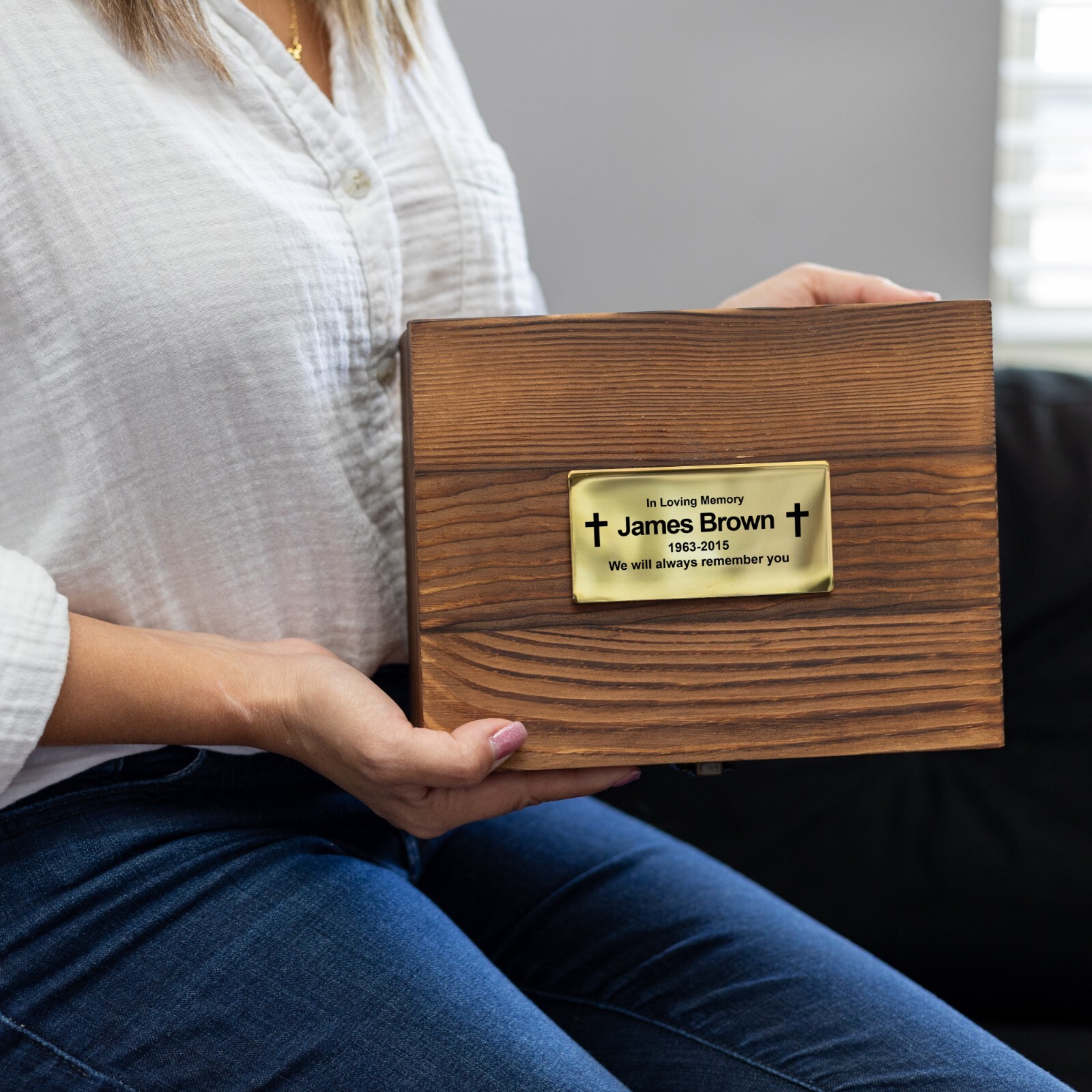 Custom Memorial Urn Nameplate – Personalized Stainless Steel Plaque for Ashes