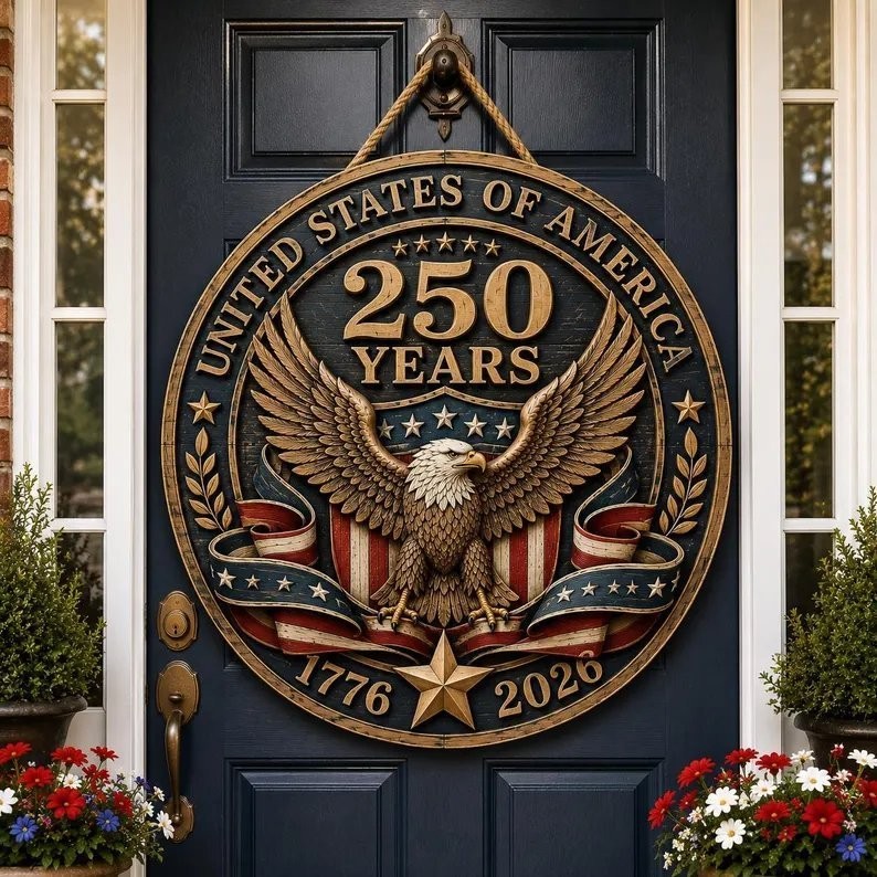 USA 250th Anniversary Eagle Door Sign, 1776-2026 Patriotic Decor