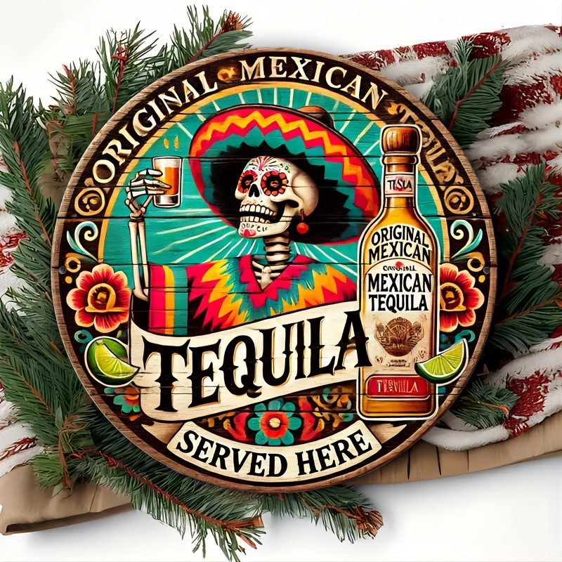 Tin Metal Signs 8 x 8inch (20 x 20cm)”TEQUILA” Vintage metal wall decoration wit