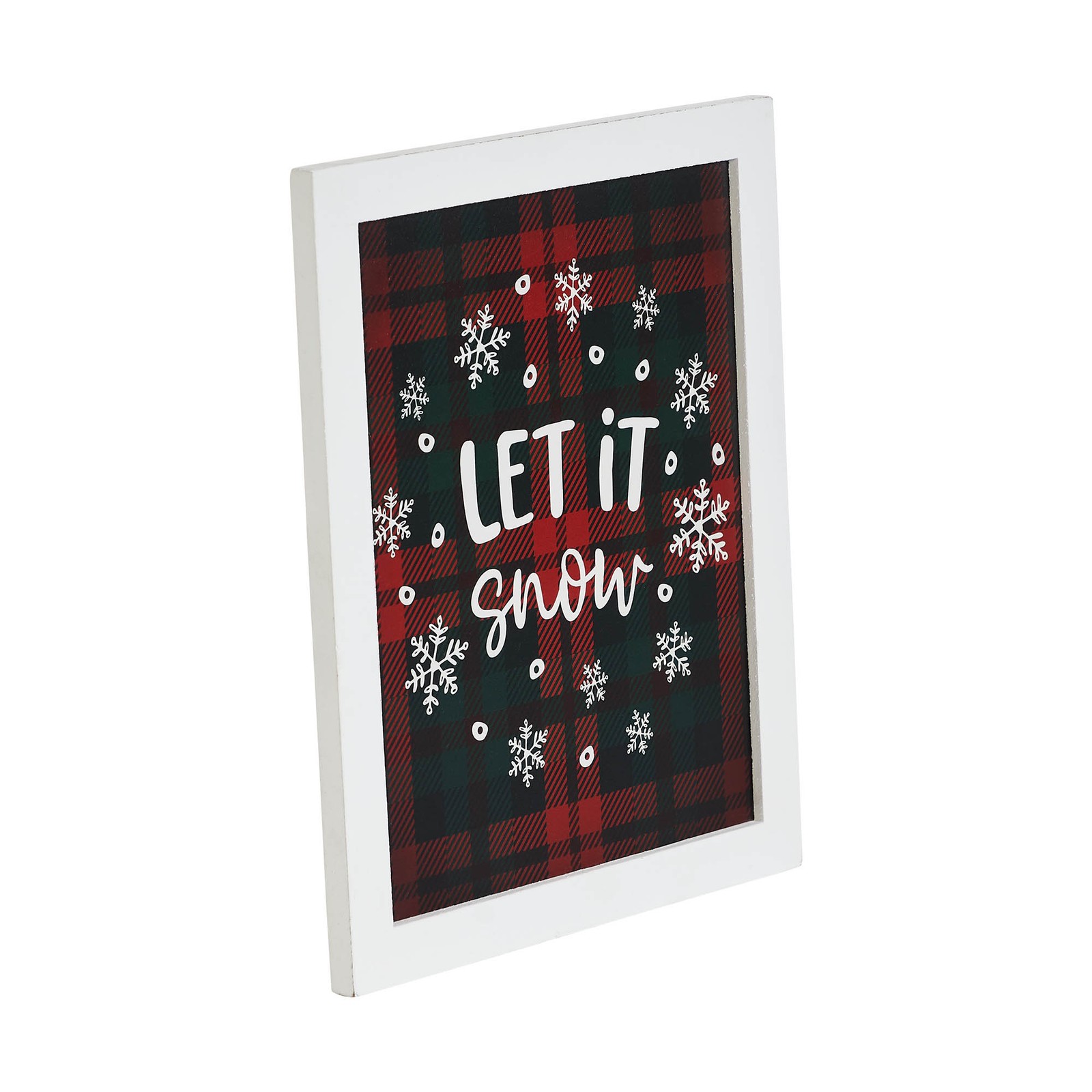 Let It Snow Plaid Wall Hanging Sign 11×9 VHC Brands