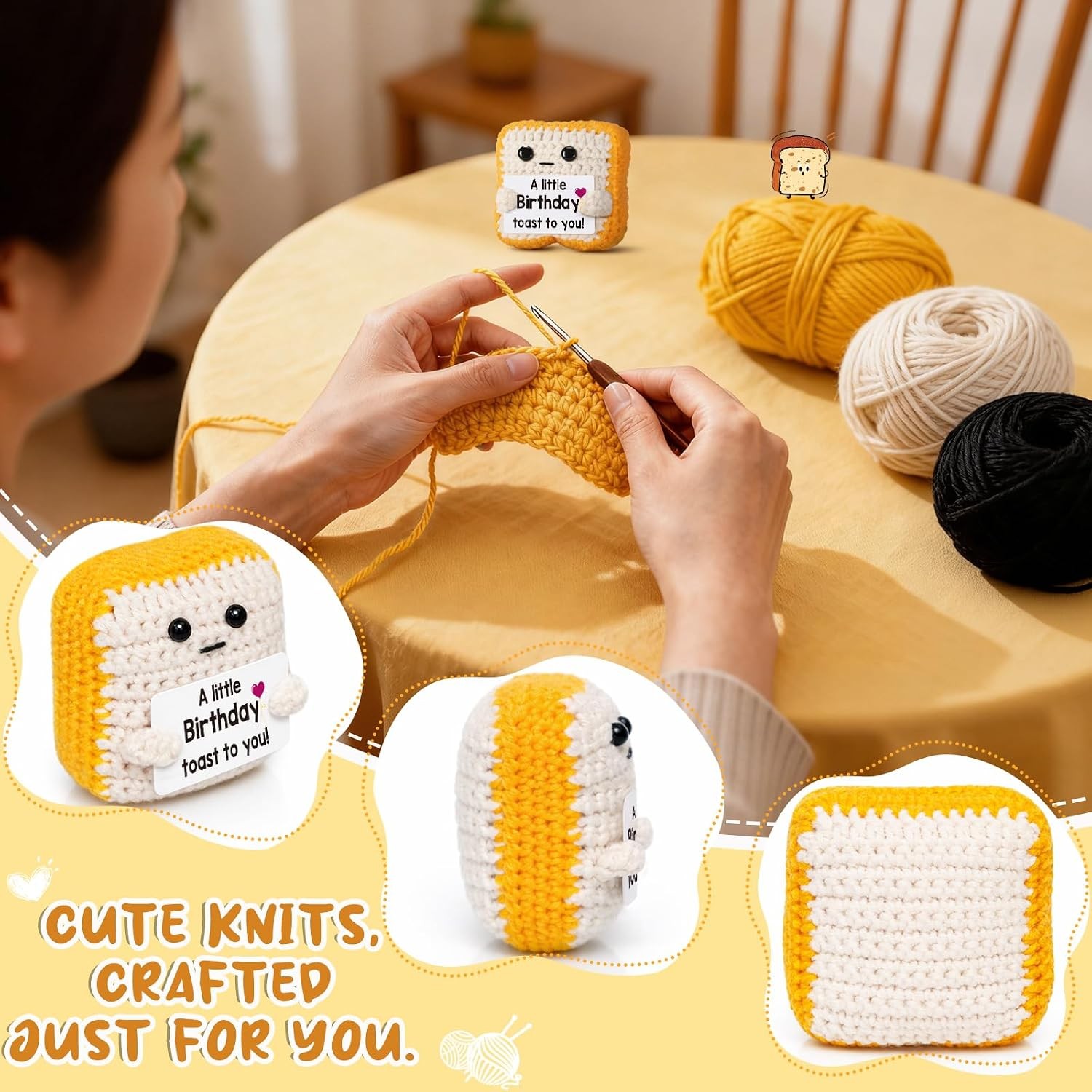 Funny Birthday Gift Crochet Toast Unique Desk Decor For Friend And Coworker