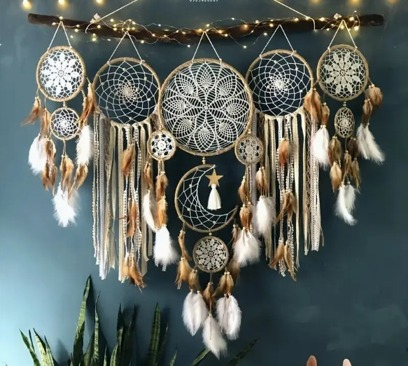 DREAMCATCHER-5 Pack Large Size Dreamcatchers, Moon and Stars Handmade