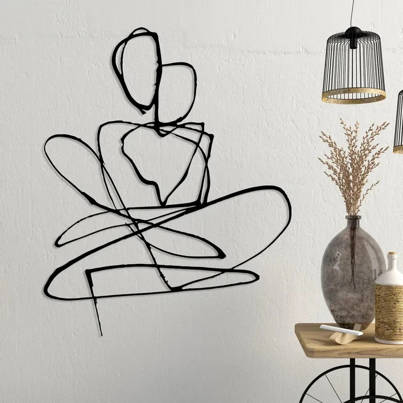 Abstract Couple Metal Line Art Modern Love Couple Wall Decor Wedding Gift Art