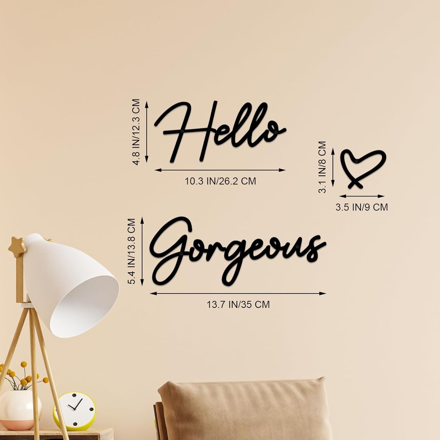 Hello Gorgeous Metal Wall Art Decor Minimalist Metal Words Hello Gorgeous