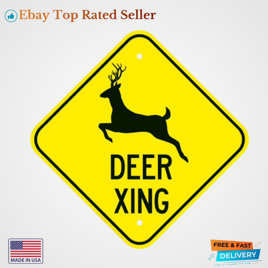 Deer Xing Sign 12″x12″ Aluminum Crossing Warning – Rustproof & Fade-Resistant