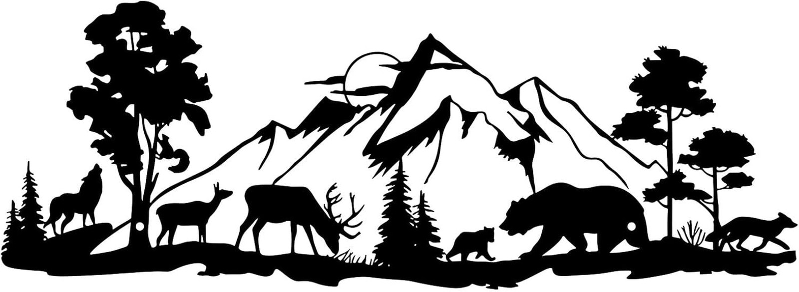 Mountain Forest Metal Wall Decor Deer Bear Metal Wall Art Woodland