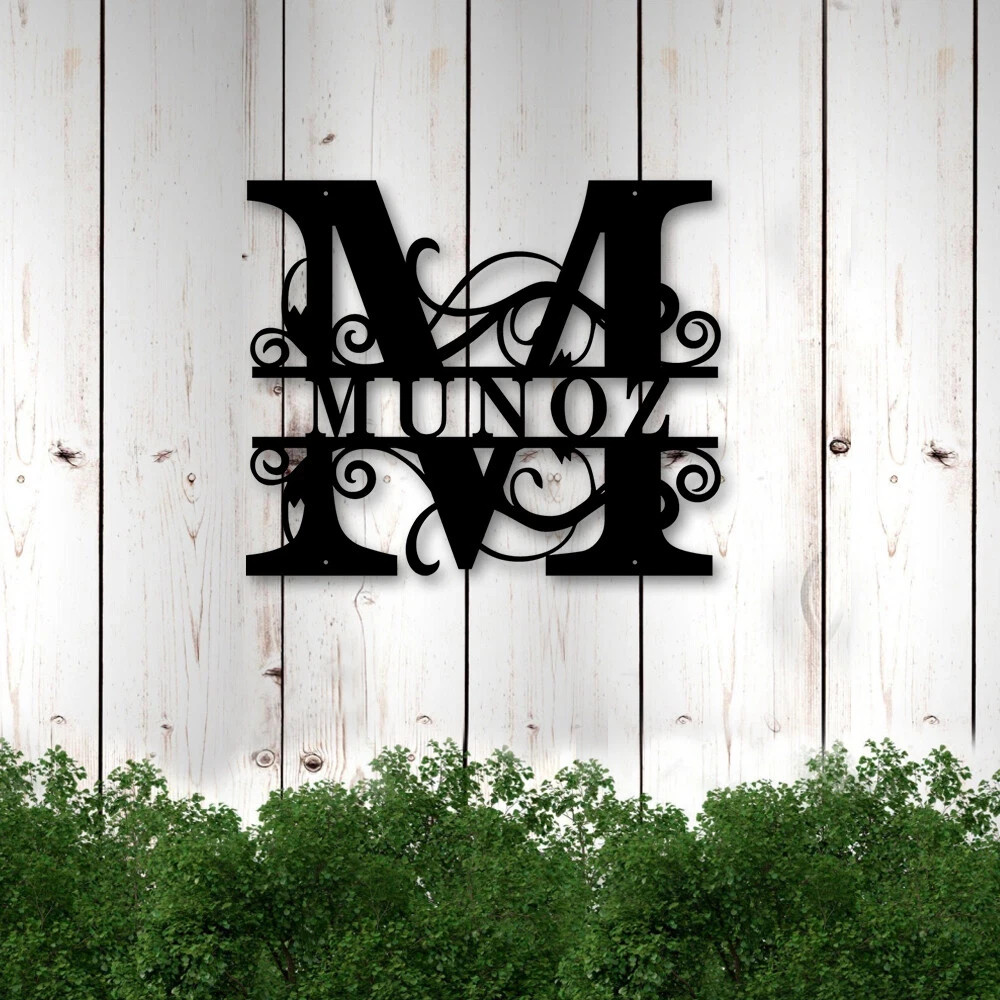 Personalized Monogram Metal Sign Custom Family Name Letter Sign Front Door Decor