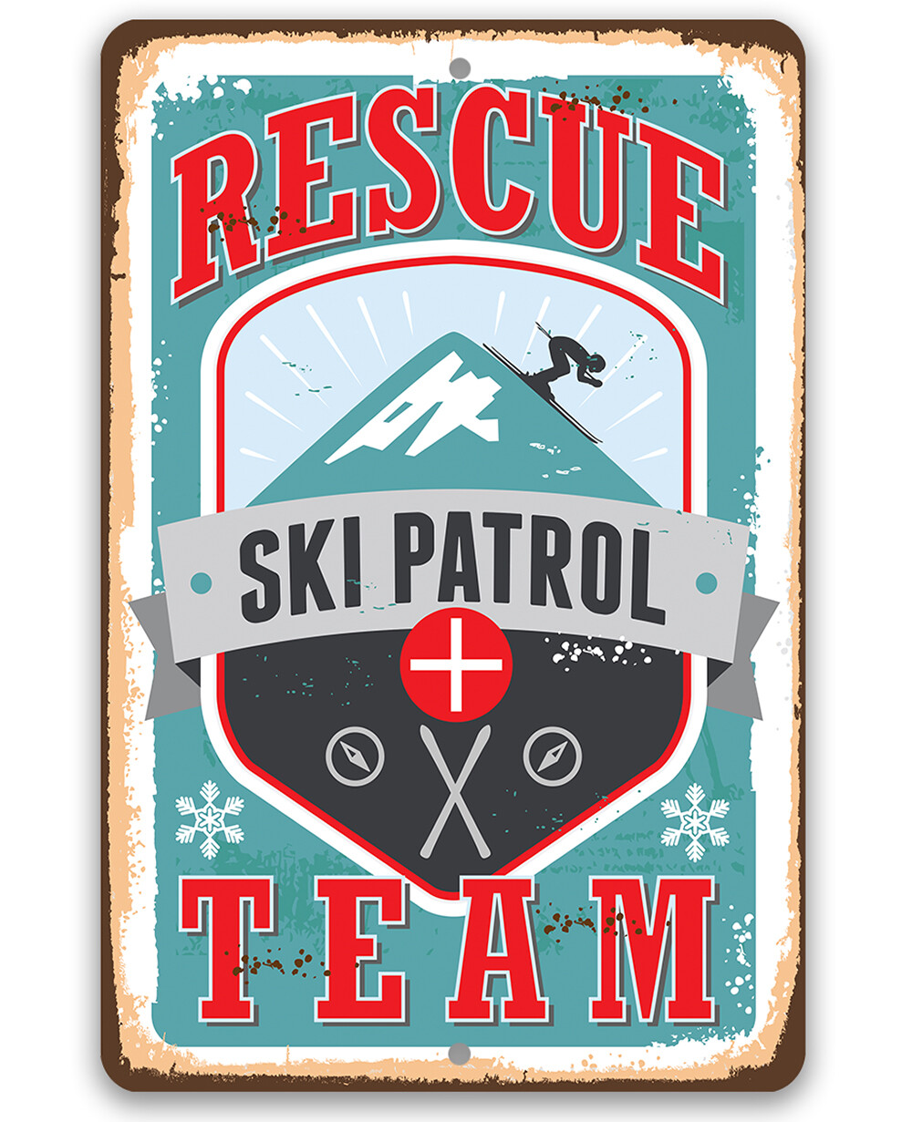Ski Patrol Rescue Team Metal Sign – Emergency Response Unit Sign For Cabin