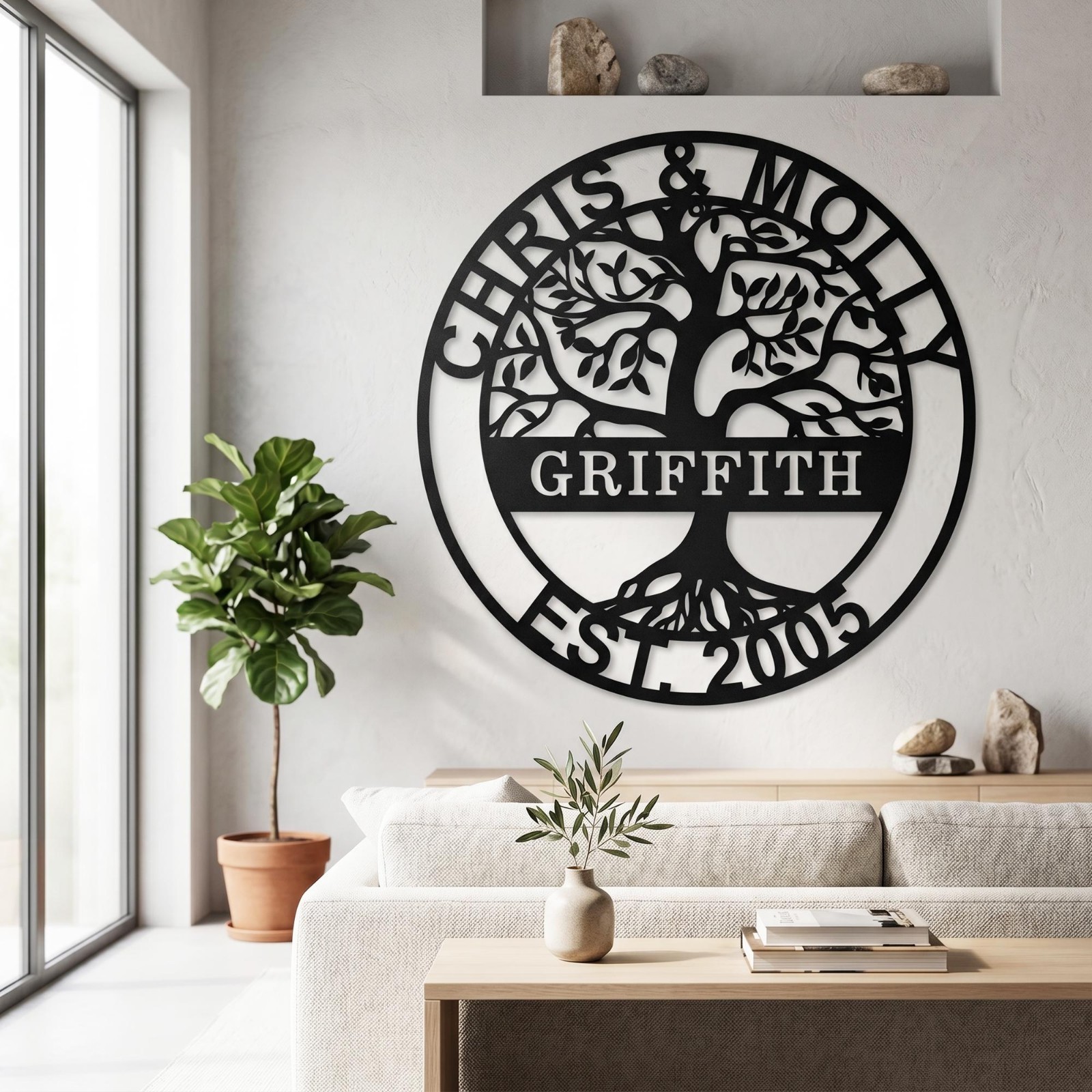 Custom Last Name Metal Wall Sign, Personalized Anniversary Gift