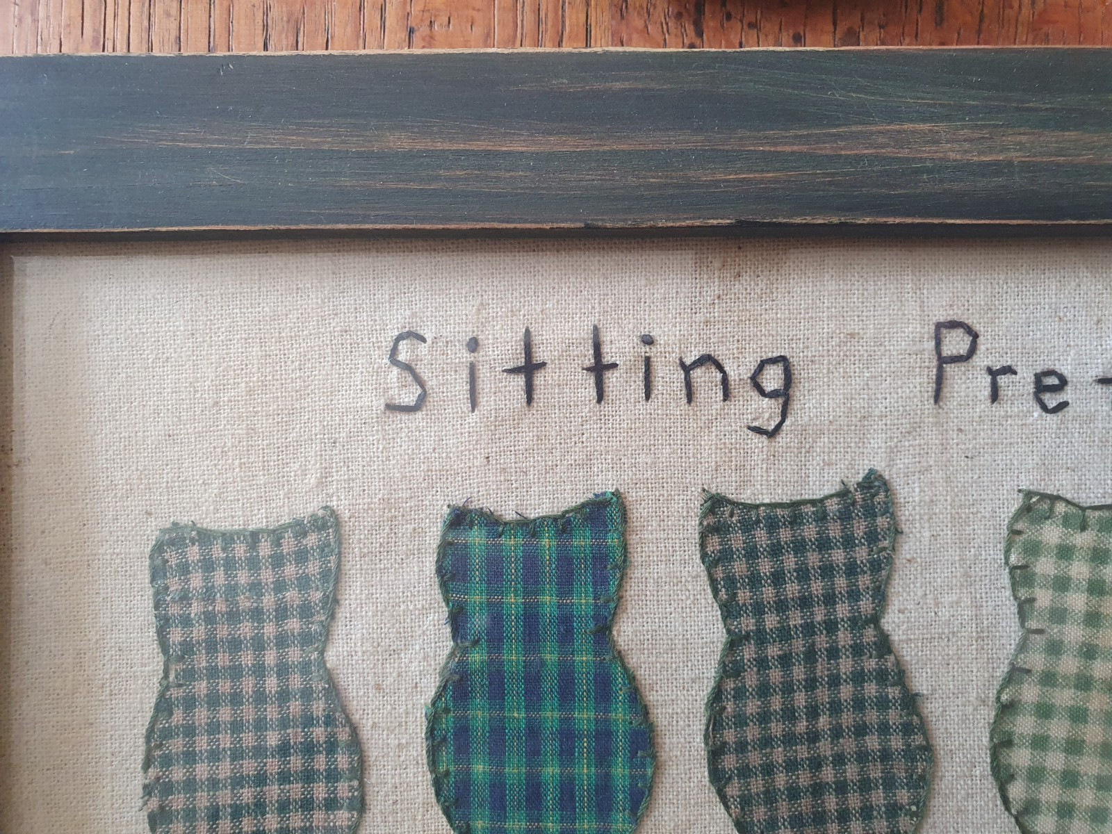 3 Hand Made Fabric Friend Cat Picture Frame Farmhouse Chic Primitive Cottage