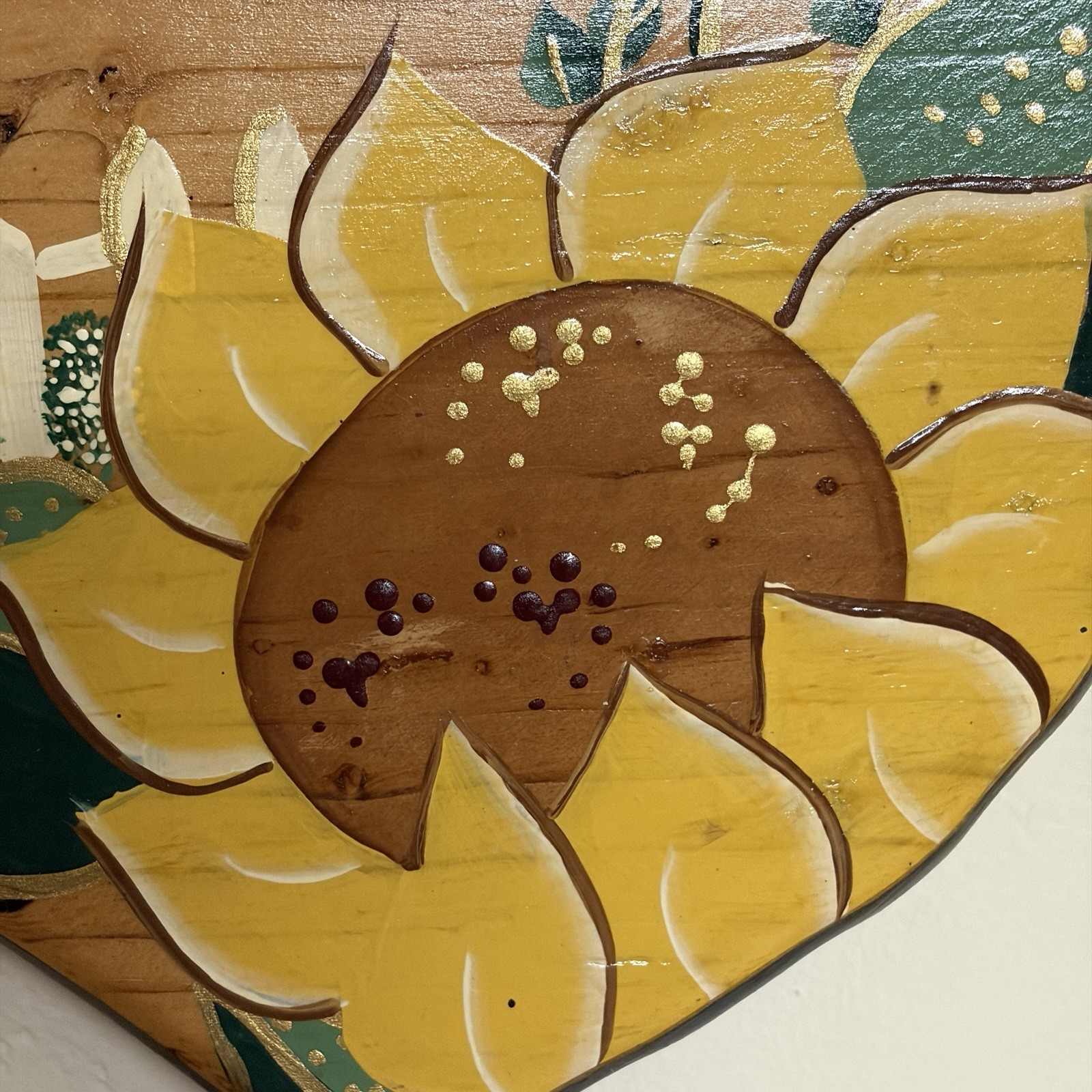 Vintage Country Cottage Wooden Welcome Sign, Hand Painted Sunflower & Birdhouse