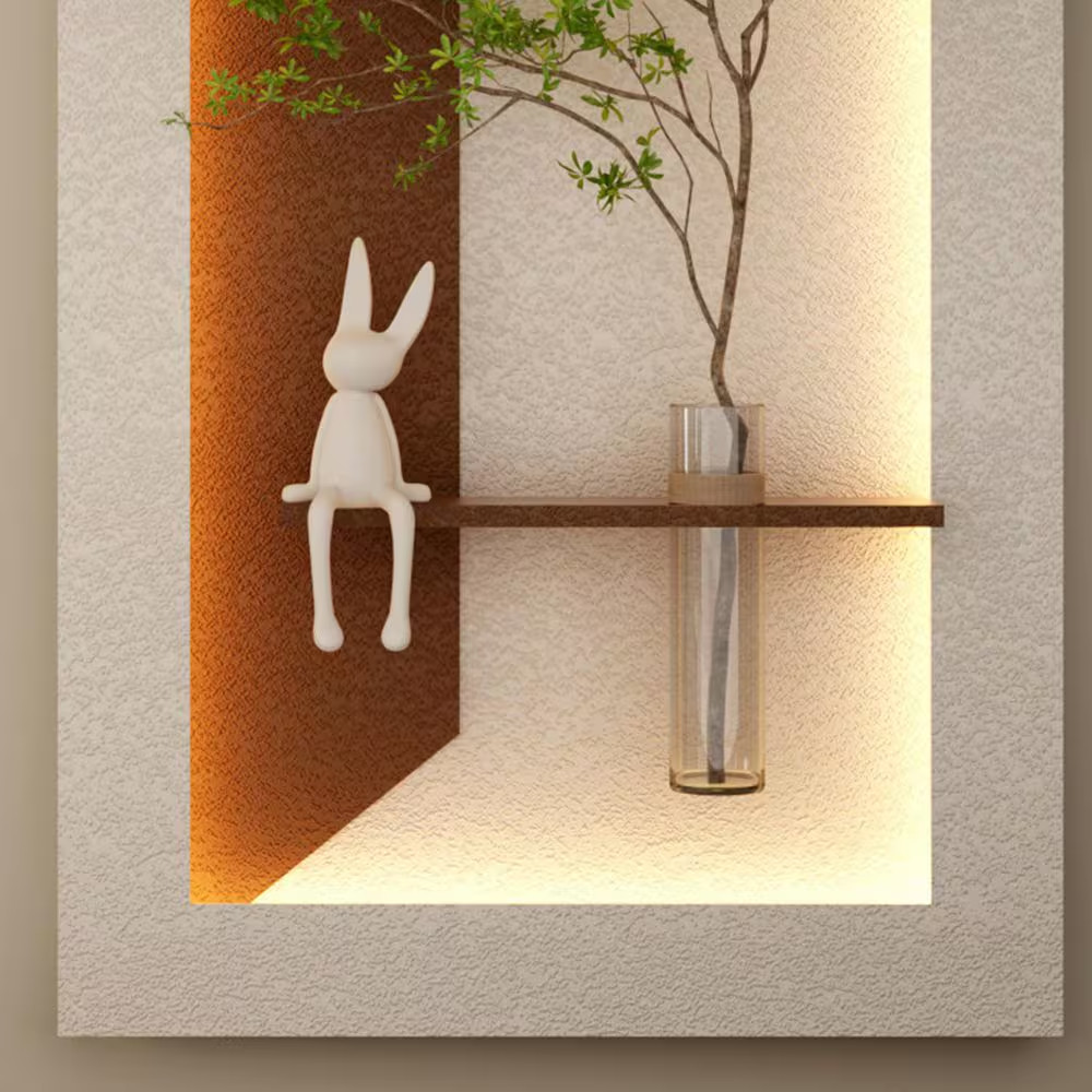 41 In. X 24 In. Light Coffee 3D Sandstone Art Wall Decor with Simulated Greenery