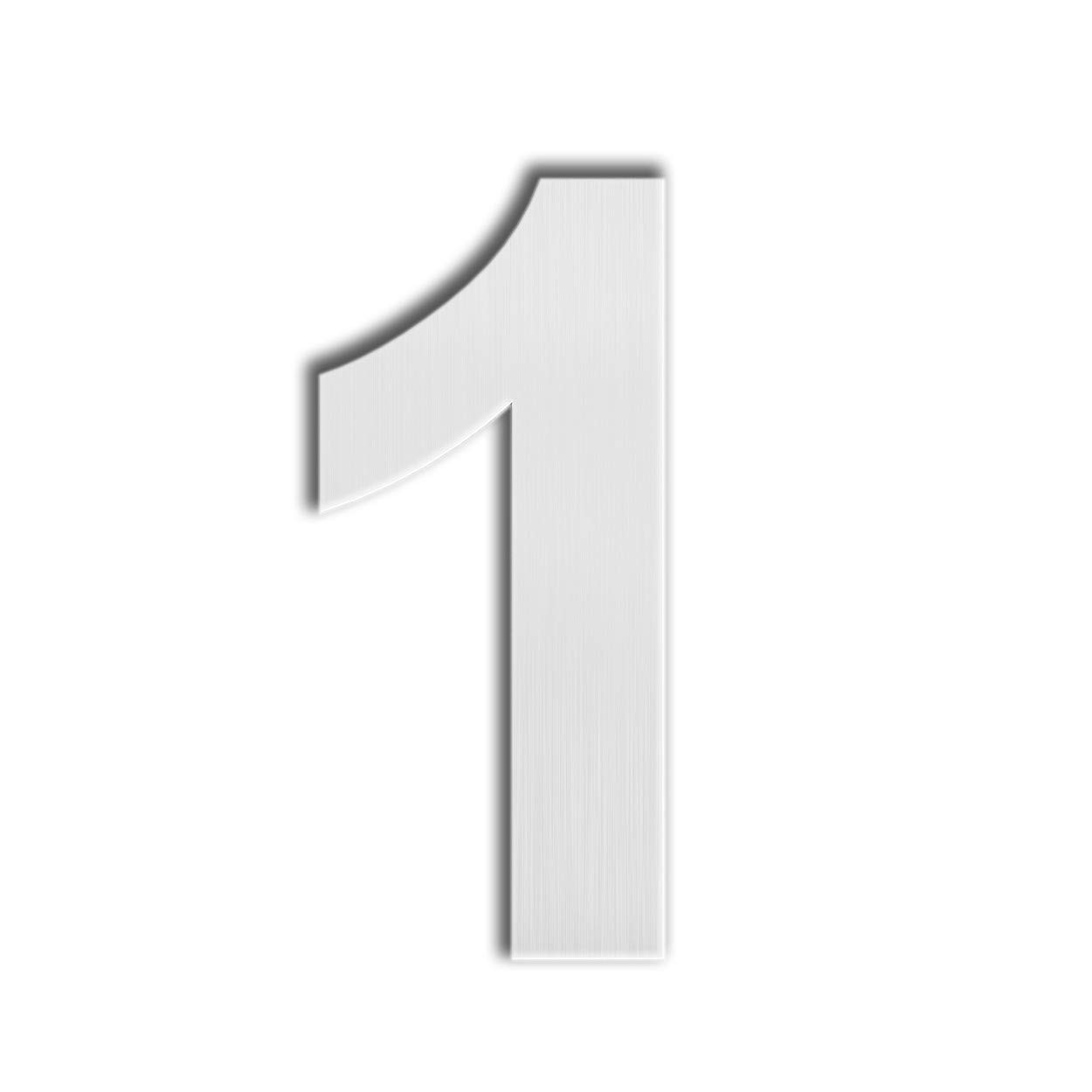8 Inch Brushed Stainless Steel Floating Modern House Number 1 Solid 304