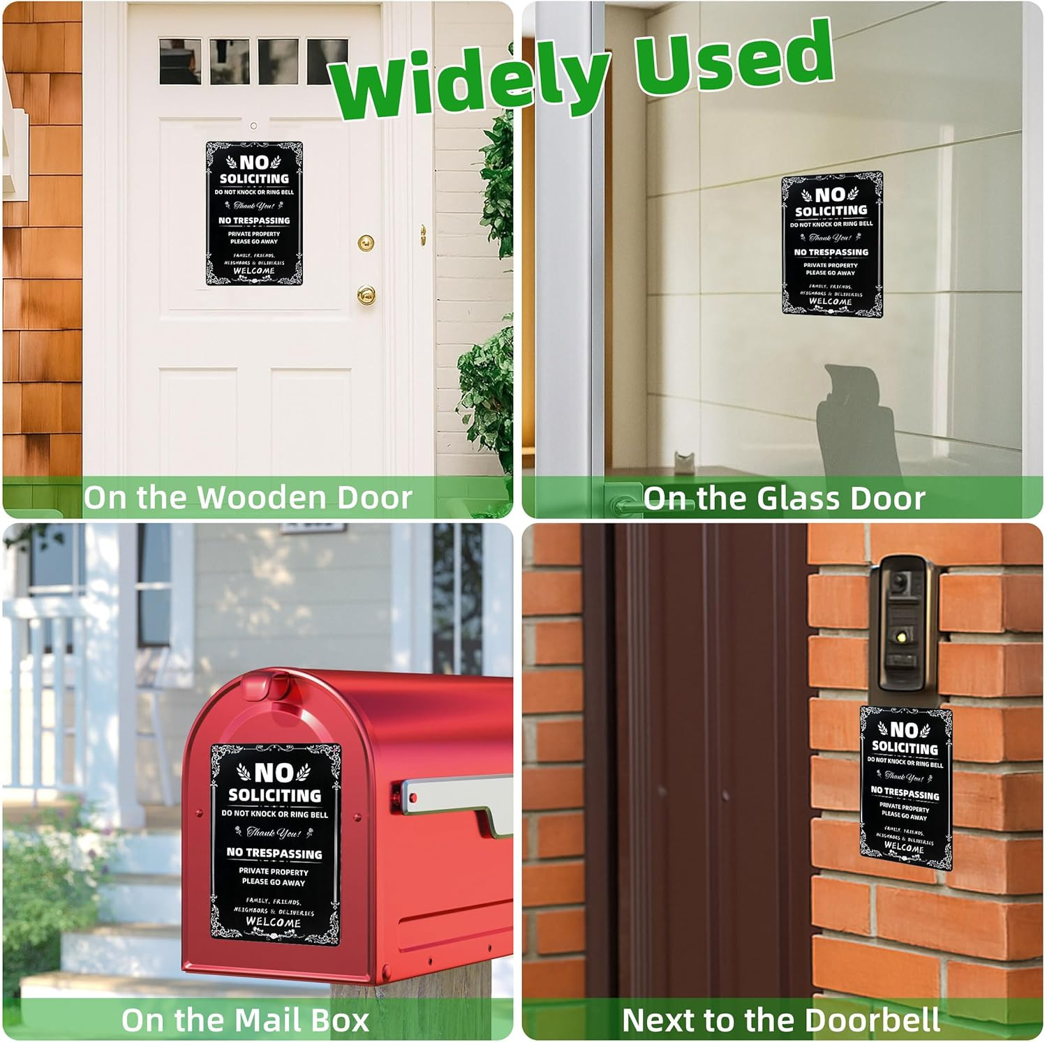 Daily Decorative Signs No Soliciting Chic Metal Signs for Outdoor Yard Signs or