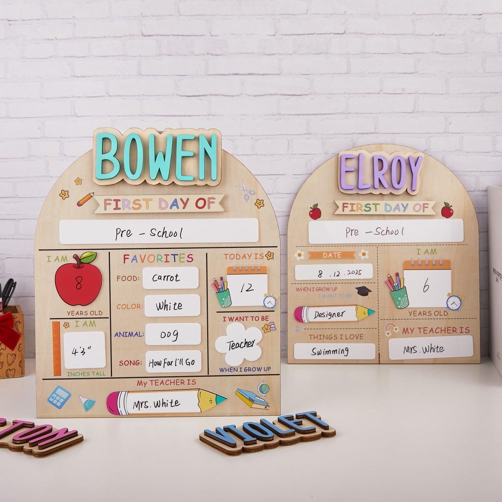 Personalized First & Last Day School Board Kindy Grade Sign
