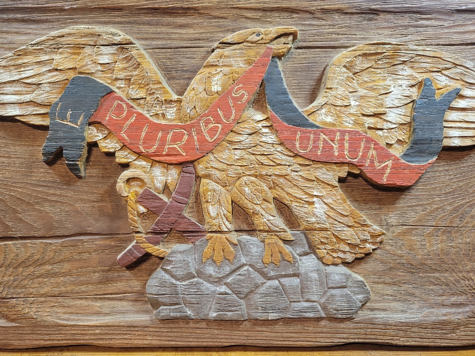 Handmade UNITED STATES MOTTO Sign – Faux Wood Look (See Details), Preowned