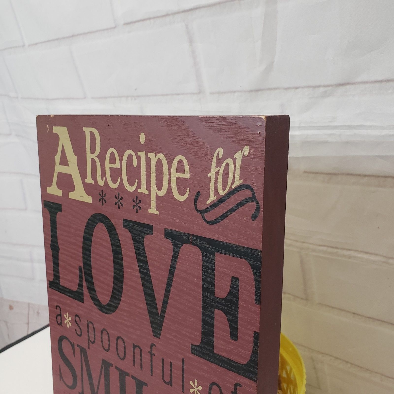 Vintage Recipe for Love Sign Primitive Farmhouse Wall Decor Burgundy Plaque 14″