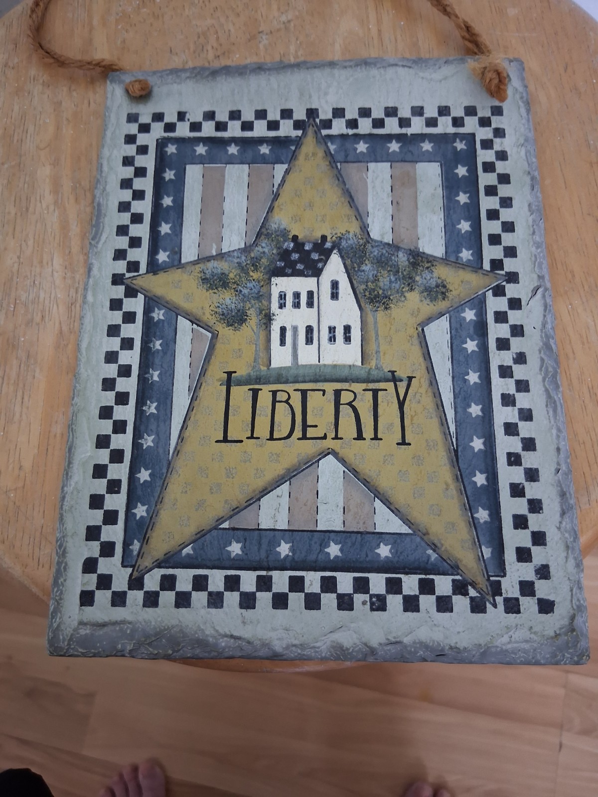 Crazy Mountain Country Patriotic “LIBERTY” Slate Look Wall Plaque 6″ X 8″