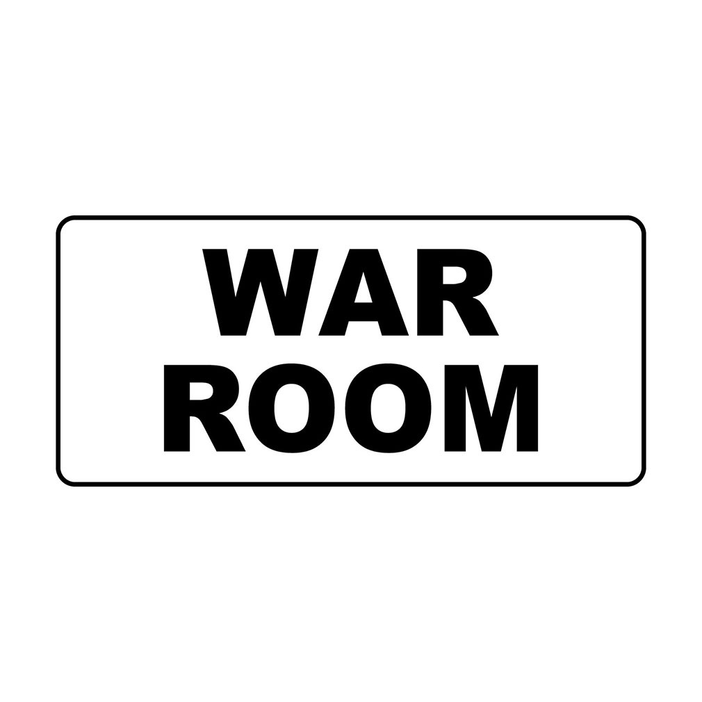 War Room Black Retro Vintage Style Metal Sign – 8 In X 12 In With Holes