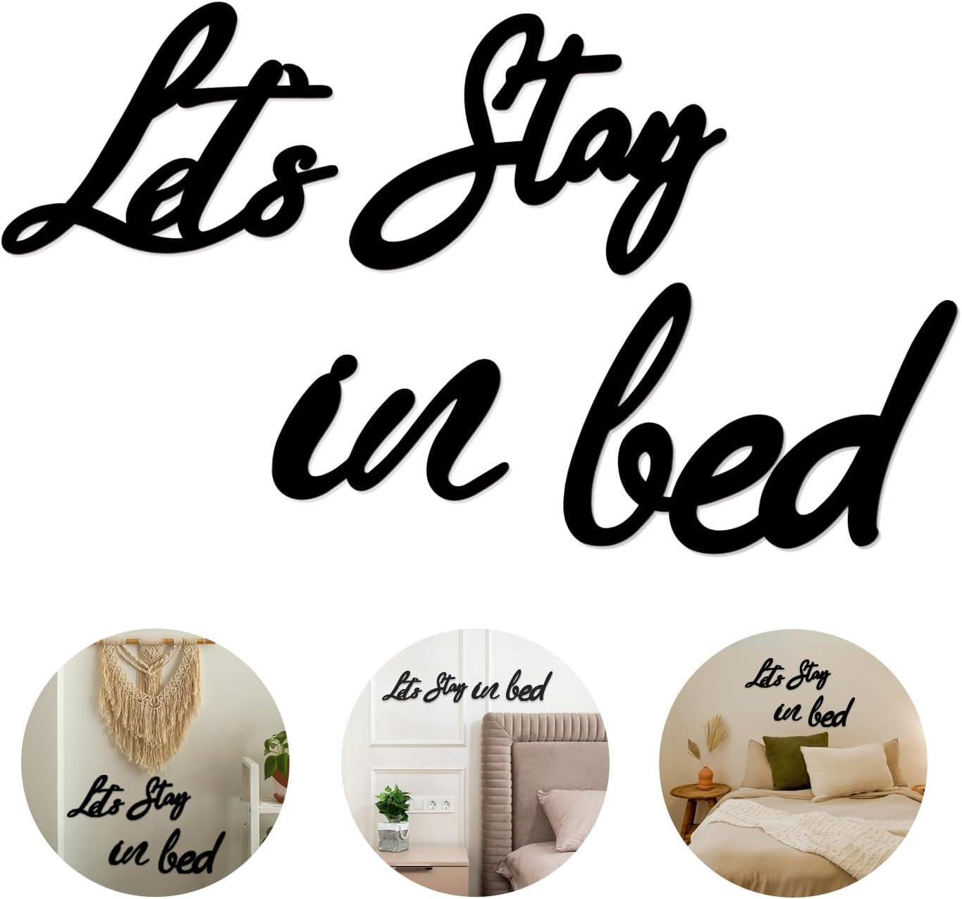 Lets Stay in Bed Wooden Sign, above Bed Wall Decor Master Bedroom Art | Cozy Gue