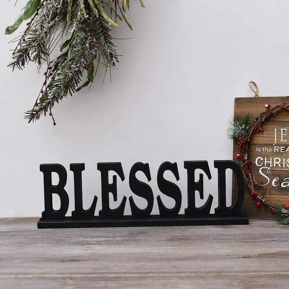 Decorative Wooden Cutout Word FAMILY/HOME/ LOVE/ BLESSED Sign for Home Decor
