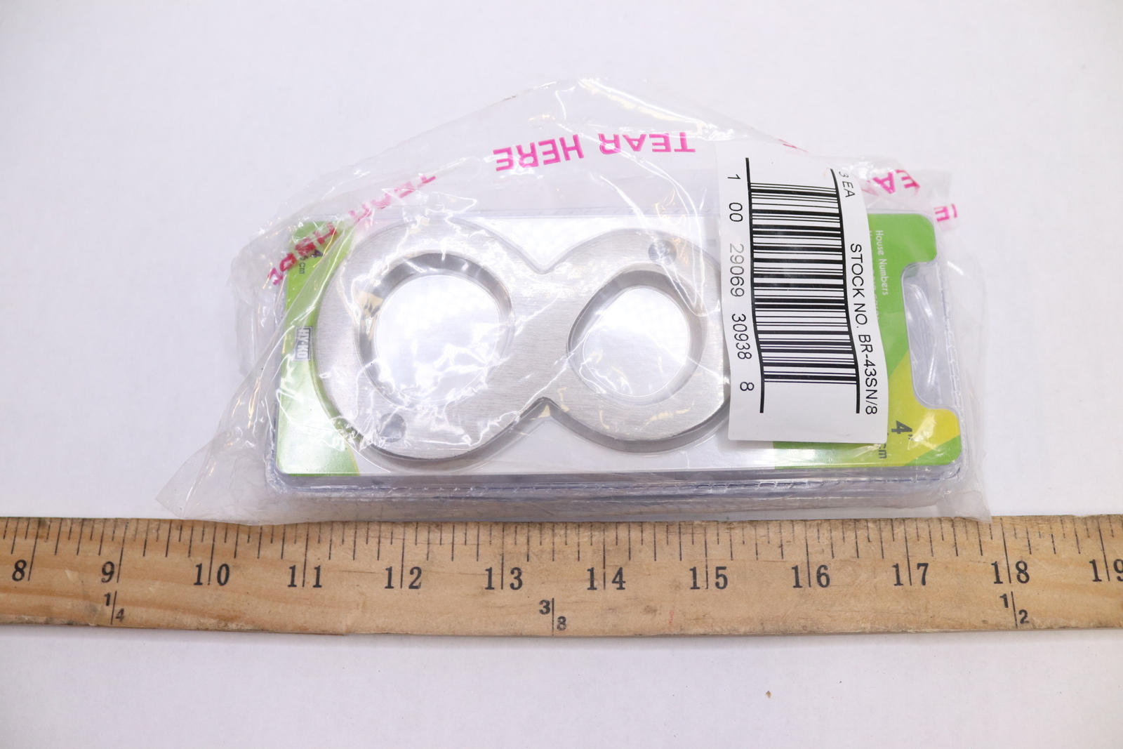 (3-Pk) Hy Ko Prestige Series House Number 8 Satin Nickel 4″ BR-43SN/8