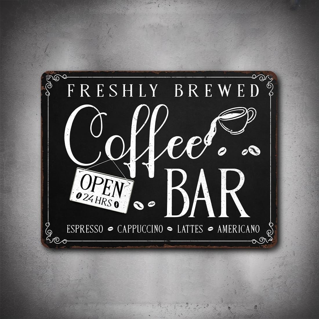Coffee Bar Sign – Coffee and Tea Station Metal Wall Decor for Kitchen, Home C…