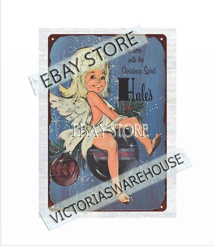 1964 Hale’s Department Store Christmas metal tin sign cool garage signs