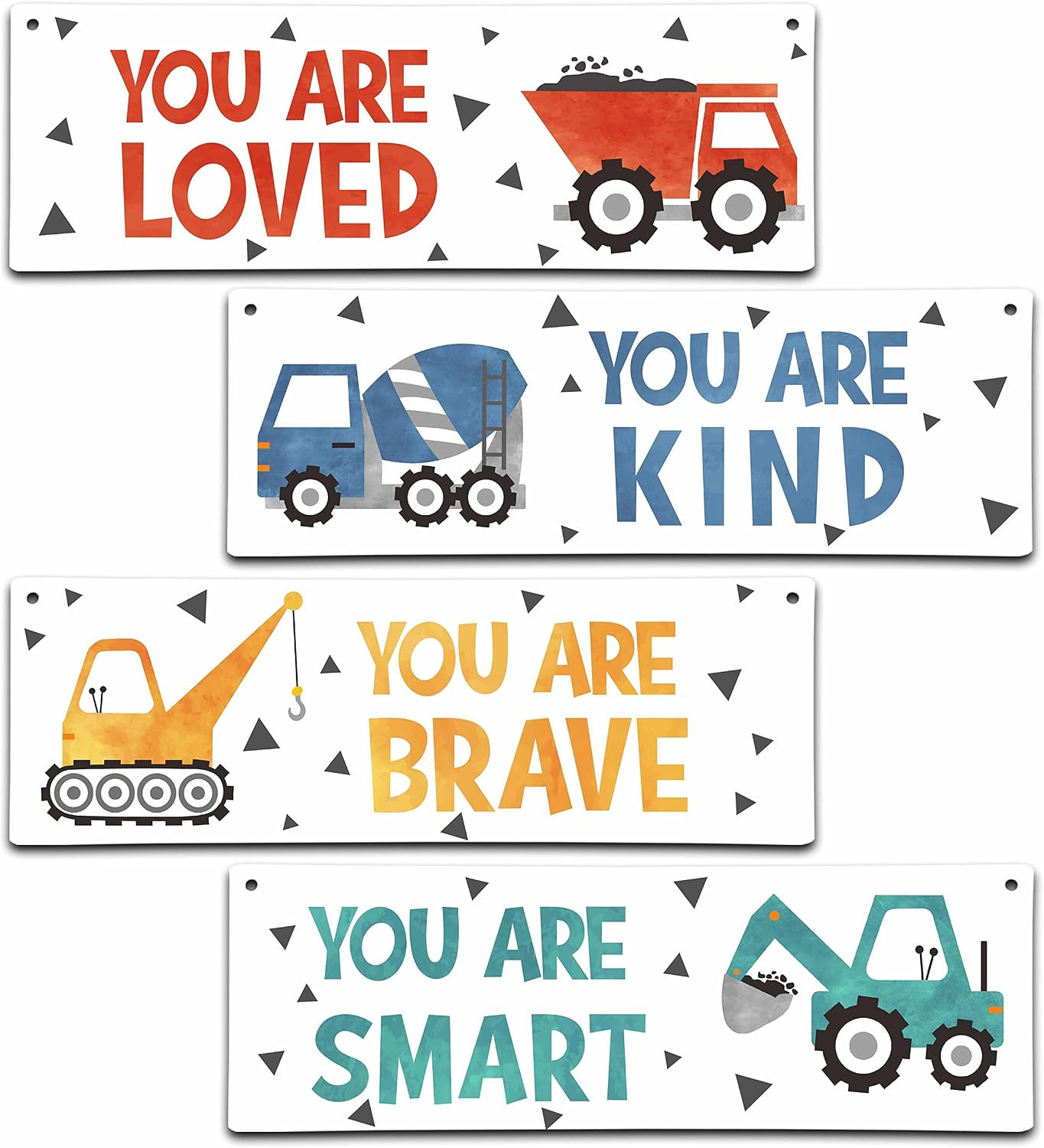 4 Pieces Construction Vehicles Decor Kids Room Wall Decor Wooden Sign | Motiv…