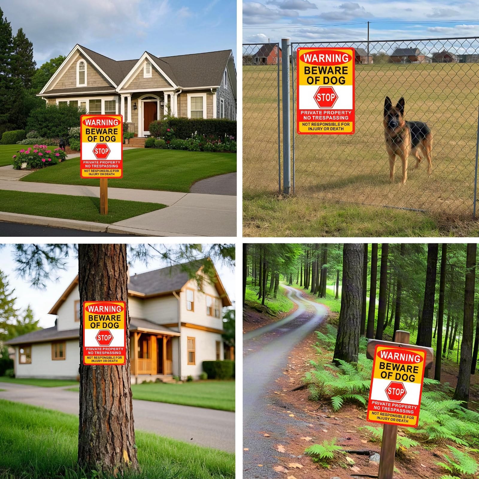 3 Pack Beware Of Dog Sign,8×12 Inches, Reflective Film, AntiRust Aluminum Met…