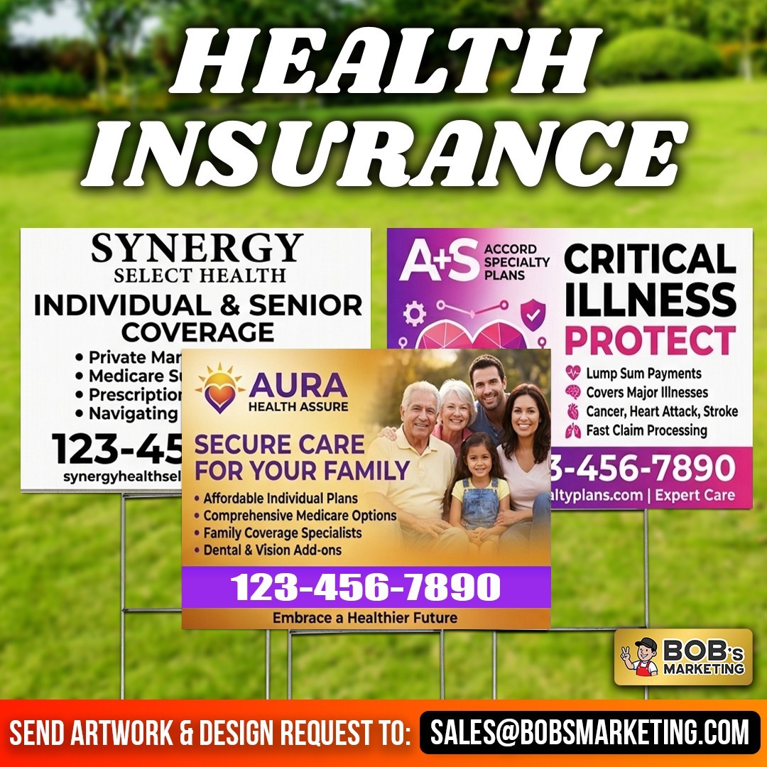 5 Pack Custom Yard Signs 24×18 Full Color Wholesale Printing + Metal H Stakes