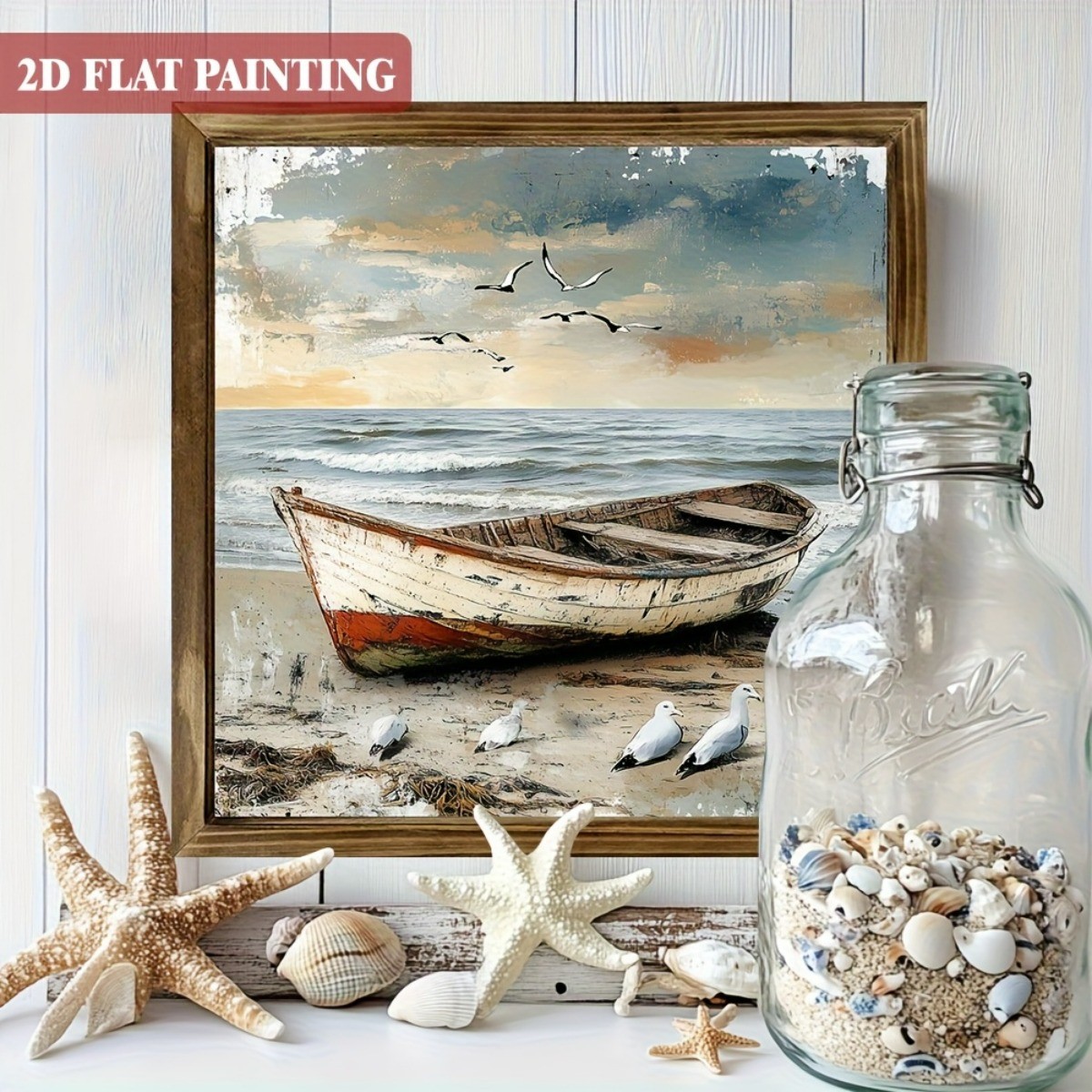 Retro Boat Seagull Beach Wooden Sign Vintage Coastal Decor Nautical Cafe Gift