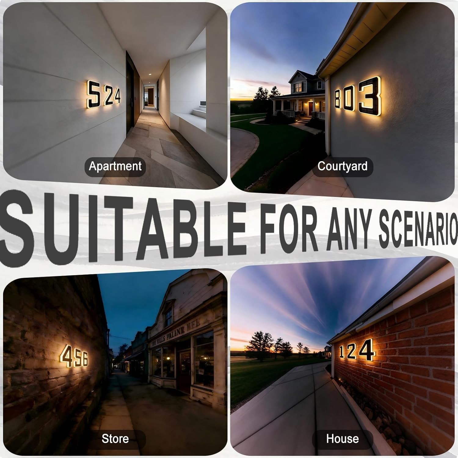 Solar LED House Numbers Light – Waterproof Backlit Address Sign Outdoor