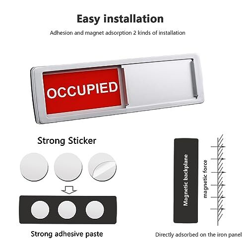 Vacant Occupied Privacy Sign, Vacant Occupied Door Sign Vacant Occupied-Silver