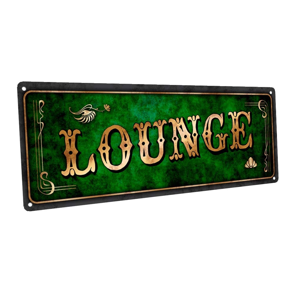 Green Lounge Metal Sign; Wall Decor for Home and Office