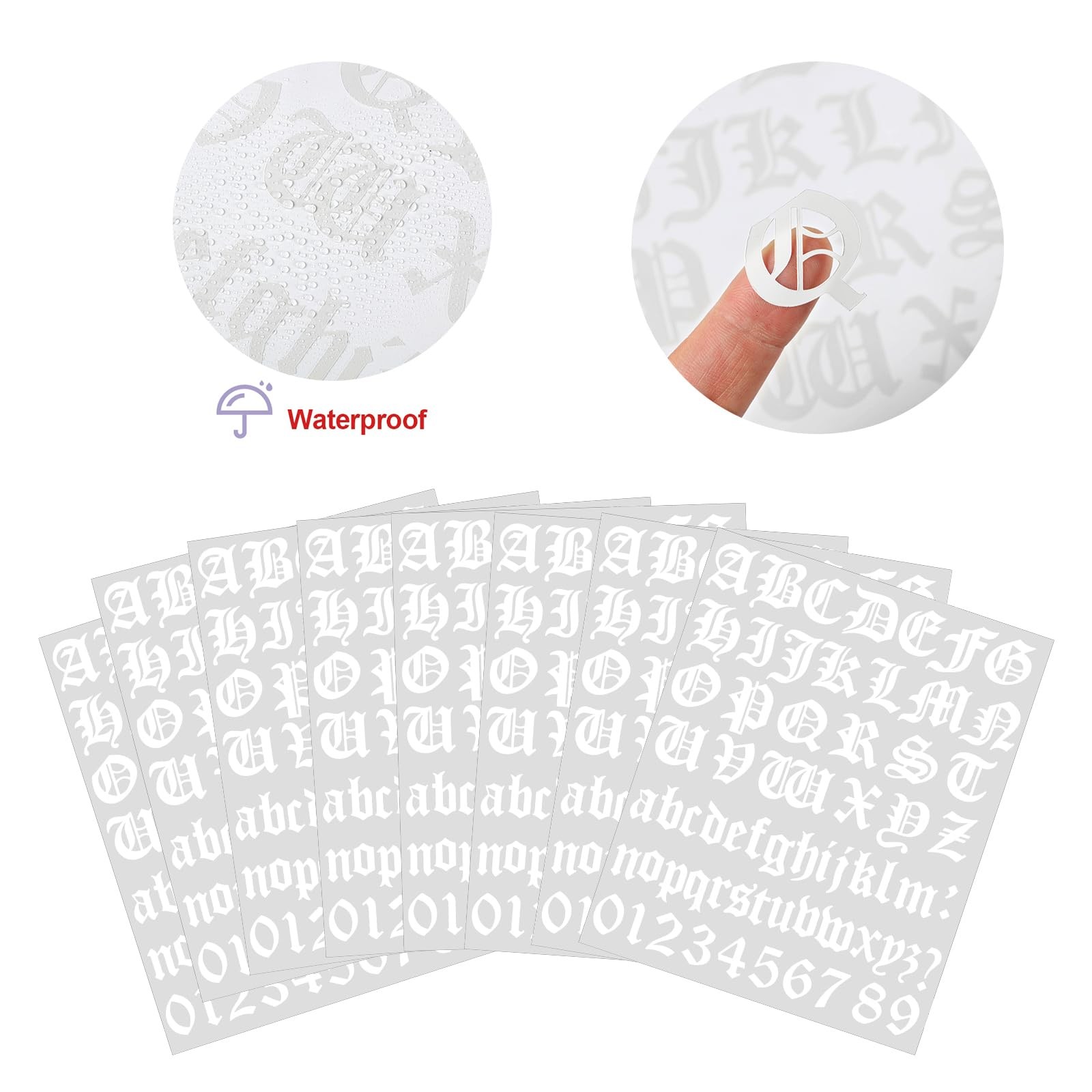 8 Sheets Letter Stickers Vinyl Old English Alphabet Number Stickers Self Adhe…