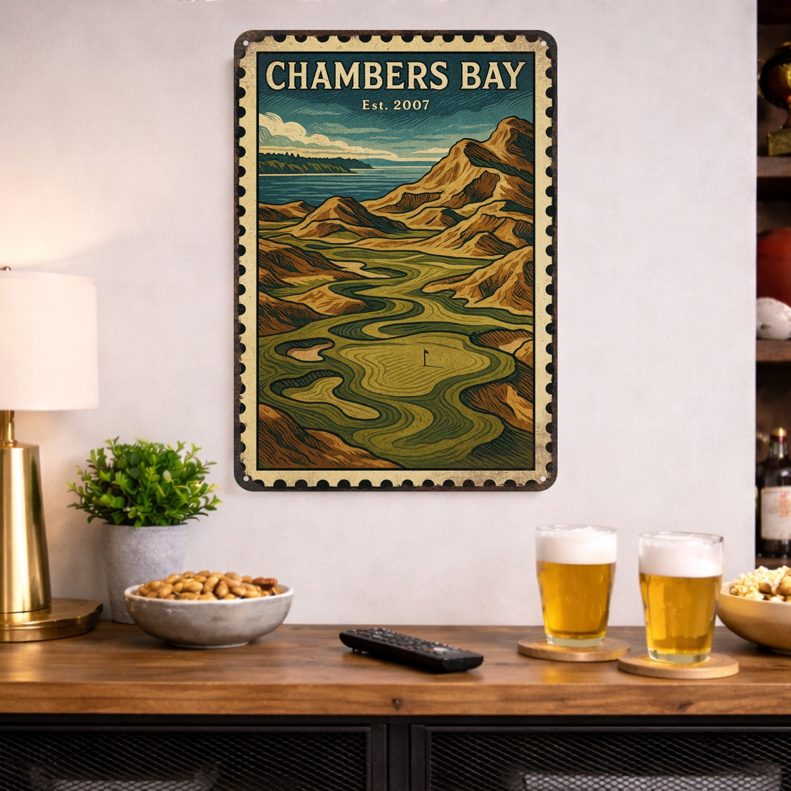 Chambers Bay Metal Golf Course Sign, Golf Wall Art, Golfer Gifts, Vintage Golf