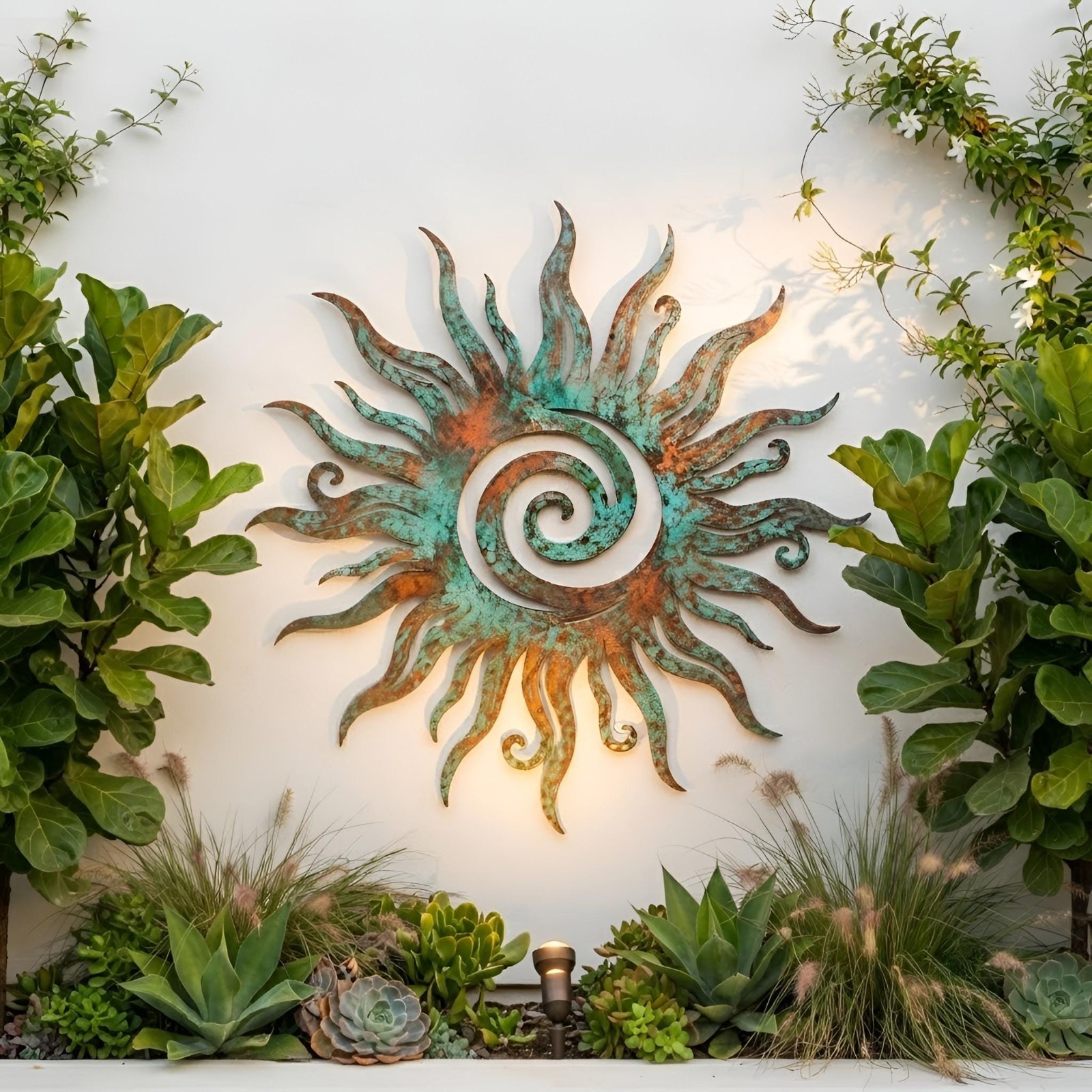 Spiral Sun Metal Art, Celtic Boho Outdoor Decor, Rustic Sun Metal Sign