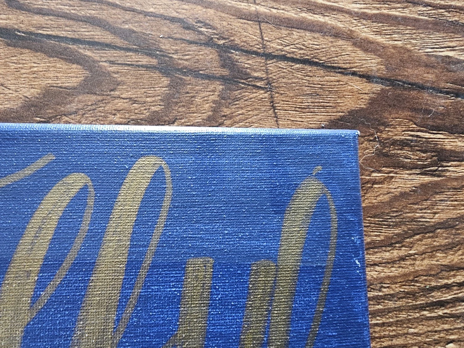 “Grateful And Blessed” Vinyl W/Wood Frame Blue/Gold Hanging Wall Decor 12″ X 12″