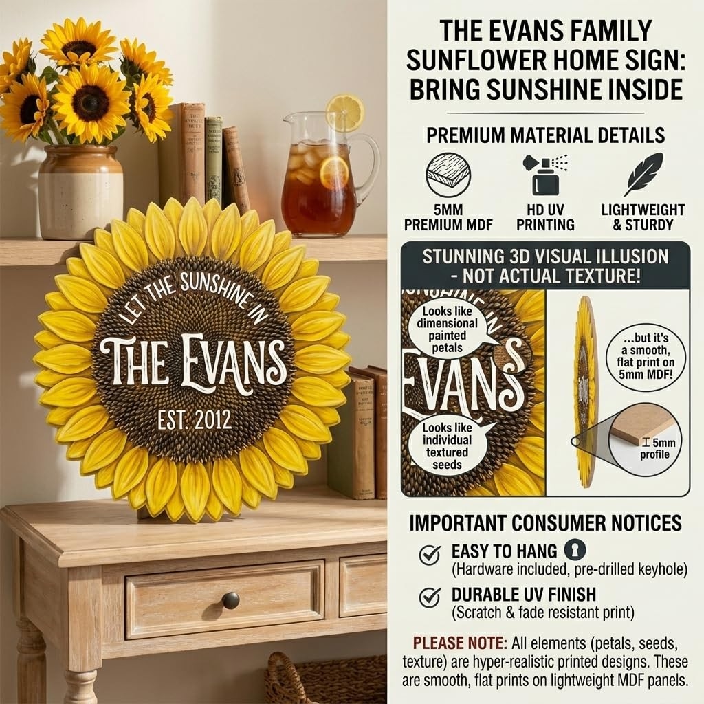 Custom Family Name Sign – Personalized Welcome Wall Decor MDF Plaque