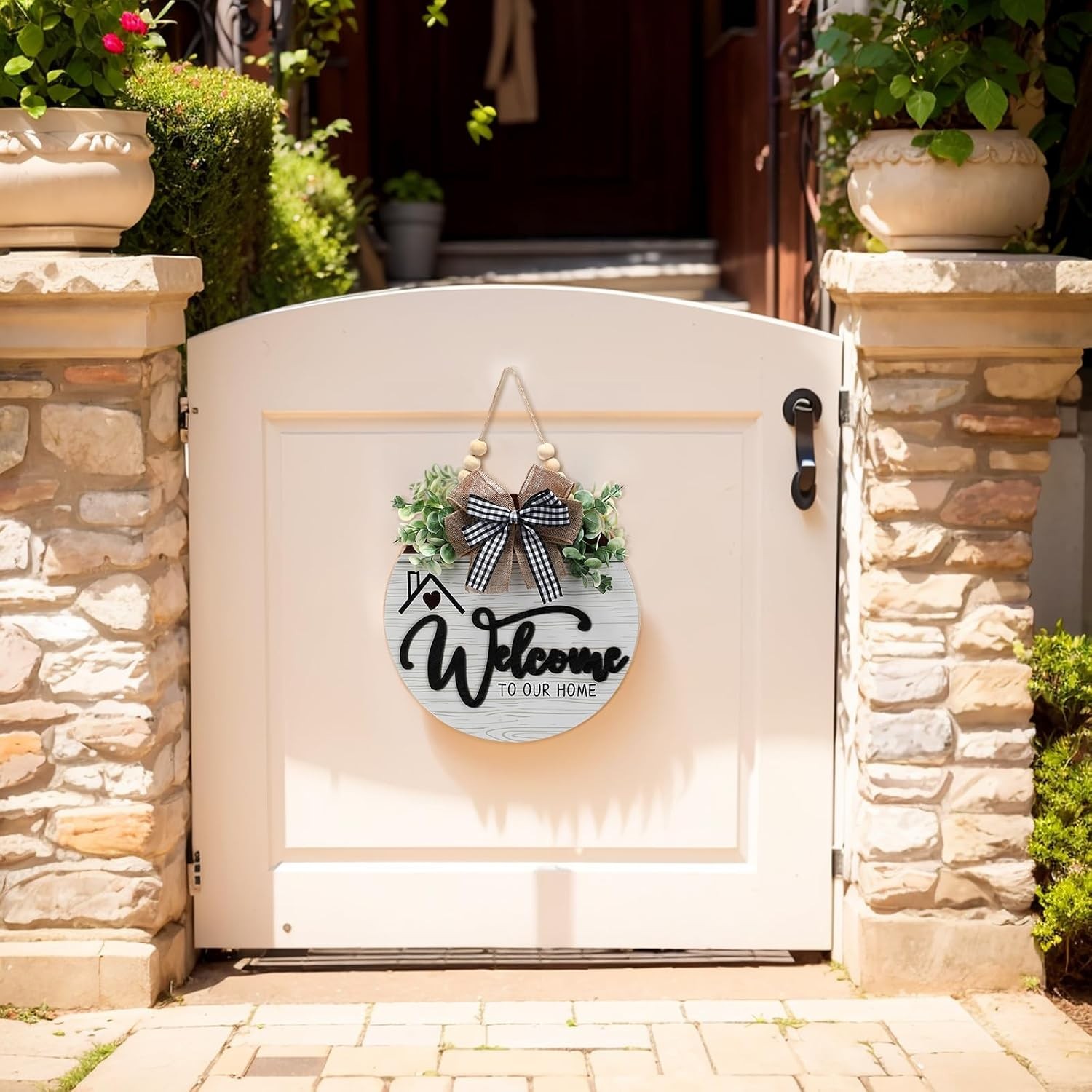 12 Inch White 3D Farmhouse Front Door Welcome Sign Decorative Home Decor