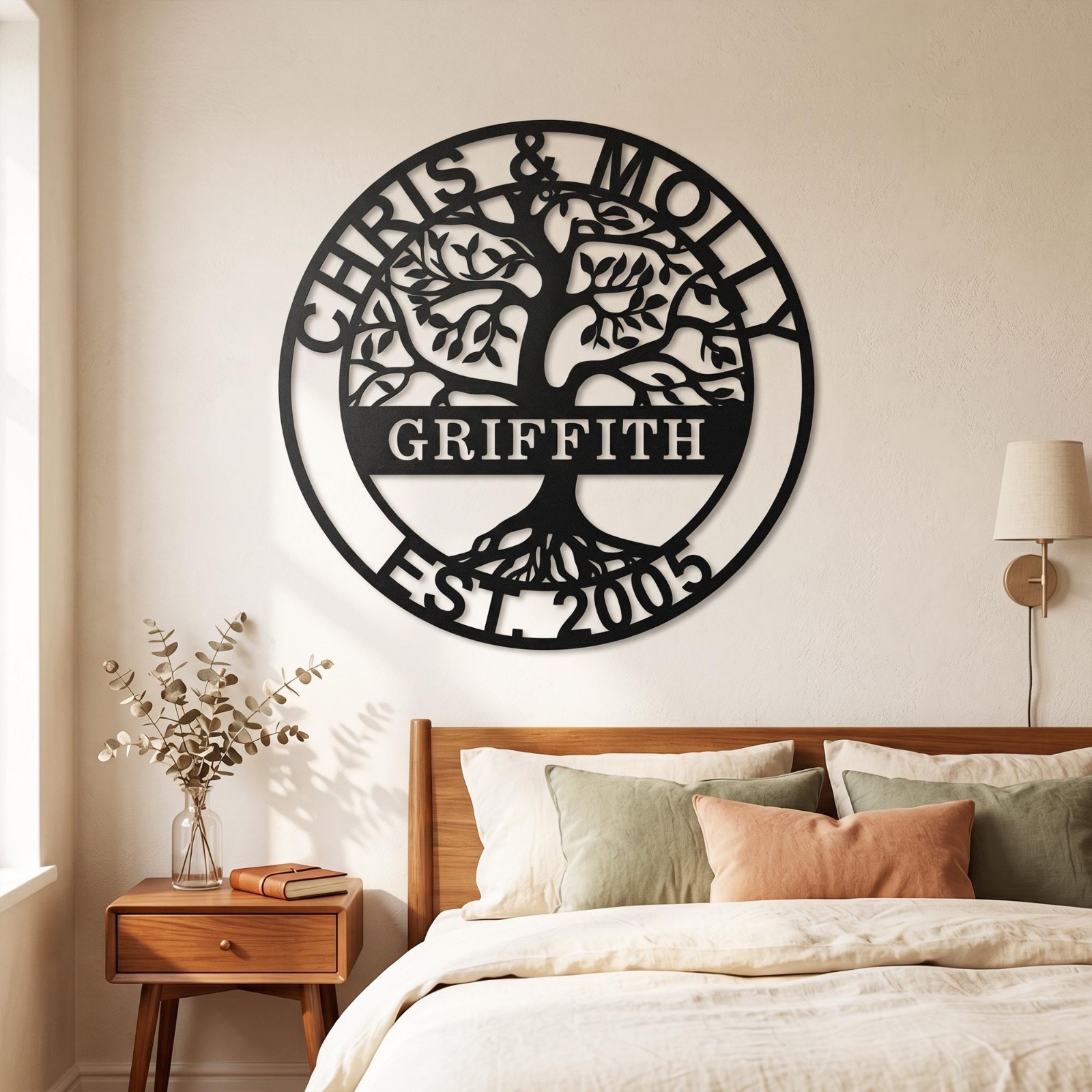 Custom Last Name Metal Wall Sign, Personalized Anniversary Gift