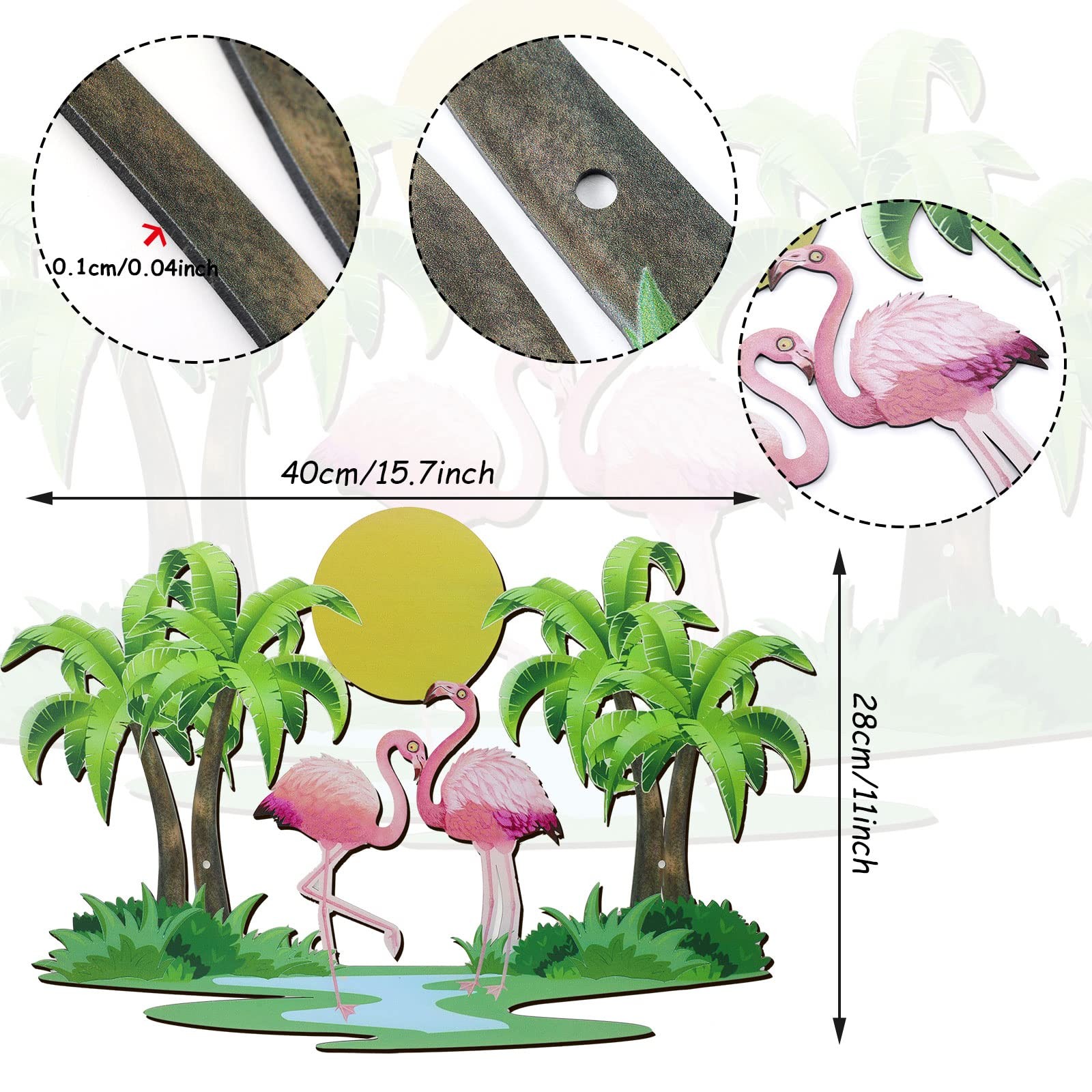 Taiyin Metal Flamingo Palm Tree Wall Art Decor Metal Porch Front