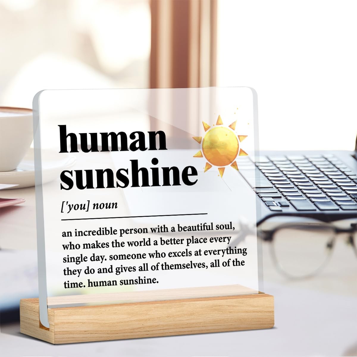 Leader Mentor Gift, Human Sunshine Definition Desk Sign, Office Decor