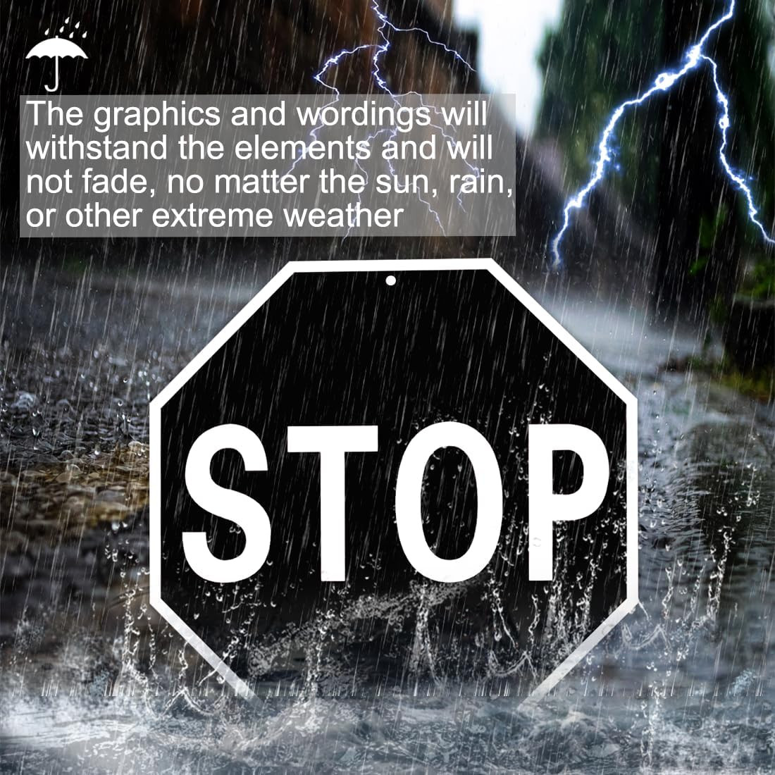 Classic Black STOP Road Sign Decor – 12X12 Inch Uv-Printed Aluminum Ultra Durabl