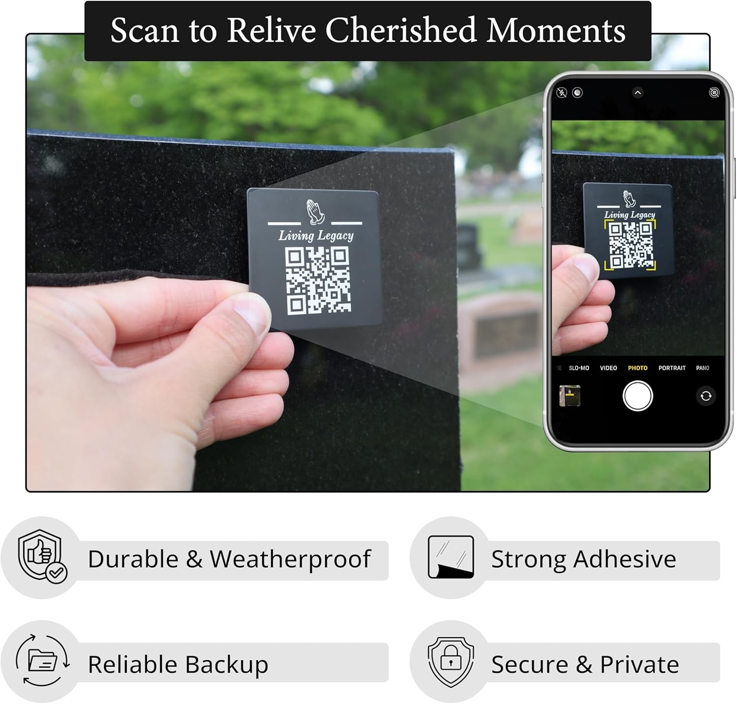 Eternal Memorial QR Code Plaque, suitable for gravestones and tombstones
