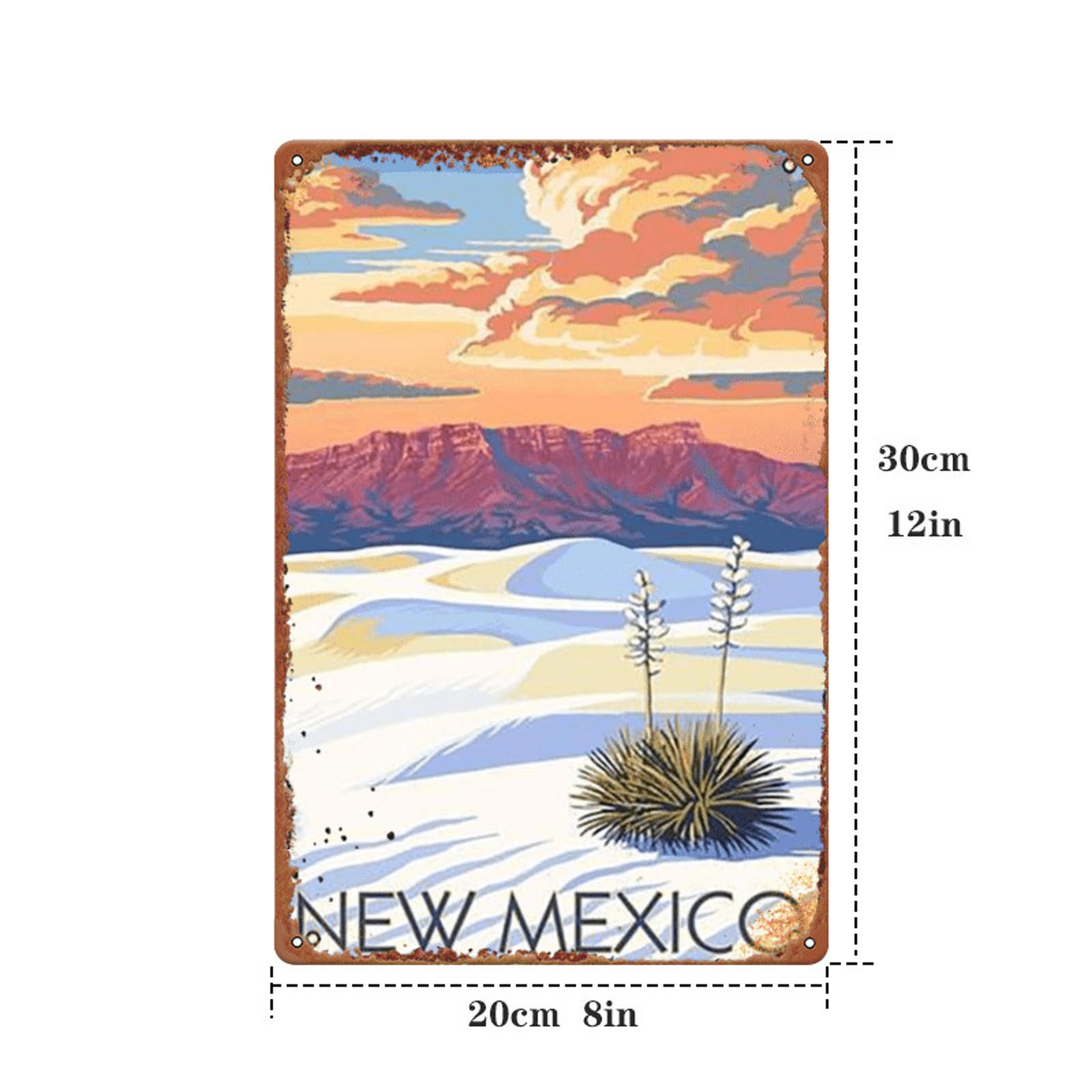 Vintage New Mexico Landscape Retro Metal Sign Southwest Travel Home Decoration
